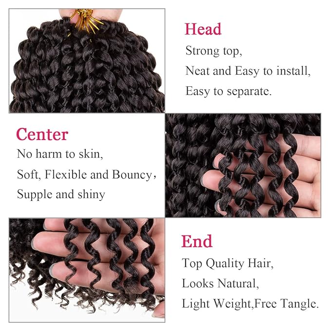 Leeven 7 Packs Passion Twist Hair 12 Inch Water Wave Crochet Braiding Hair Dark Brown Bohemian Passion Twist Synthetic Braids Bomb Spring Twist Braiding Hair for Distressed Butterfly Locs 4#
