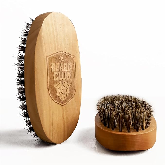 Beard Club Men's Boar Bristle Brush - Birchwood Grooming Tool for Styling, Taming and Healthy Beard Growth