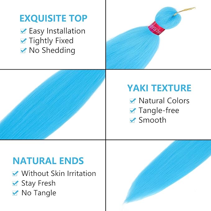 L.Blue Braiding Hair Pre Stretched 2 Packs Box Braids Hair Extensions 26 Inches Synthetic Pre Stretched Braiding Hair