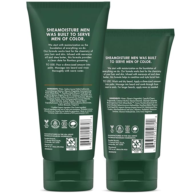 SheaMoisture Beard Care Set – Beard Wash & Full Beard Detangler with Shea Butter & Maracuja Oil, Gifts for Men (2 Piece Set)