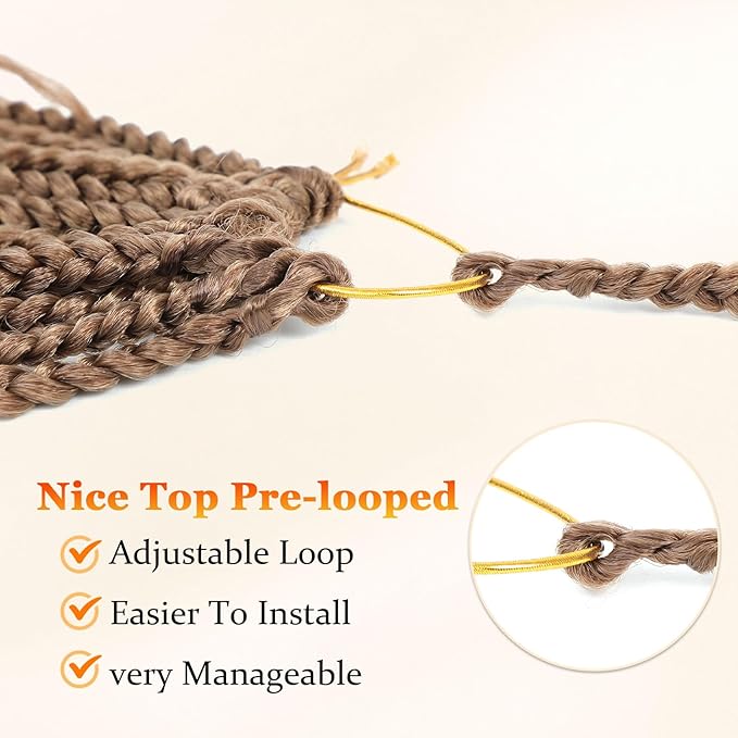 9 Packs Goddess Box Braids Crochet Hair Boho Crochet Box Braids With Curly Ends Crochet Hair For Black Women, 14 Inch Pre Looped Bohemian Crochet Box Braids Hair (14Inch 9 Packs,30#)