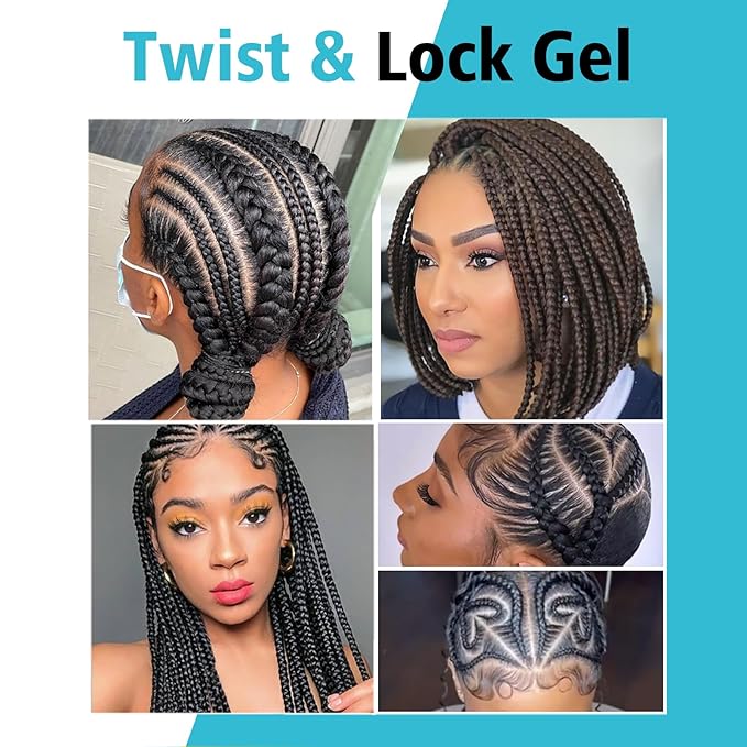 Braid & Loc Gel Good for Twist, Locs, Braids, Edge No Flake Extra Hold High Shine Braiding Gel & Edge Control Long Lasting for Locks, Cornrows Smooths & Tames Frizz 8.8oz (Tea Tree)