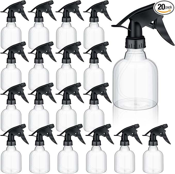 20 Pieces Plastic Spray Bottles Bulk 8 oz/250ml Small Empty Spray Bottles Sprayer for Hair Mister Spray Bottle Watering Plants Showering Pets
