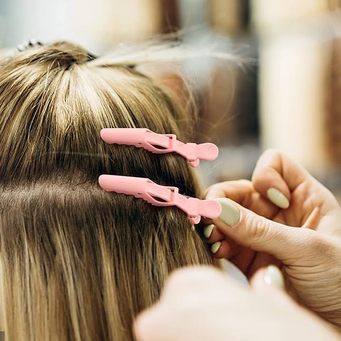 Ondder 24 Pack Large Alligator Clips for Hair Sectioning, Coloring, Cutting - Pink Pro Salon Barber Hair Styling Accessories for Women and Men