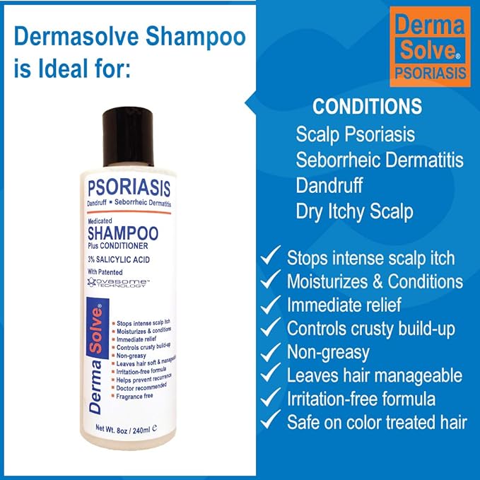 Psoriasis Shampoo and Leave-In Styling Spray Conditioner (Combo Pack) | Detangler for Sensitive Skin, Soothing Anti Dandruff, De-Flake, Dry Scalp Treatment for Seborrheic Dermatitis & Damaged Hair