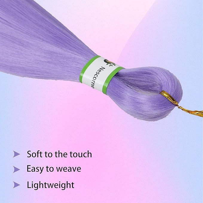Purple Braiding Hair Pre Stretched for Braids Purple Hair Extensions Braiding Hair for Halloween Costume Cosplay(24 Inch(Pack of 8))