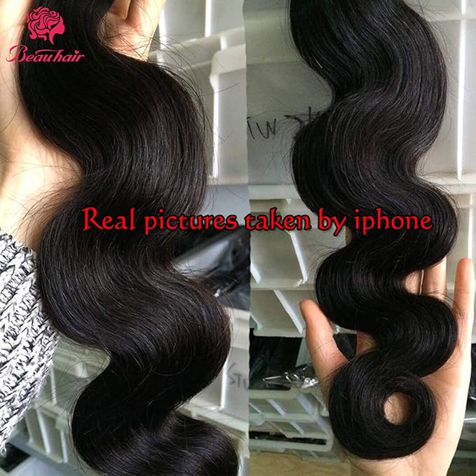 Bundles With Frontal Brazilian Body Wave 3 Bundles with Frontal Brazilian Remy Hair Natural Color 100% Unprcessed Human Hair Extension (22 24 26+20 inches)