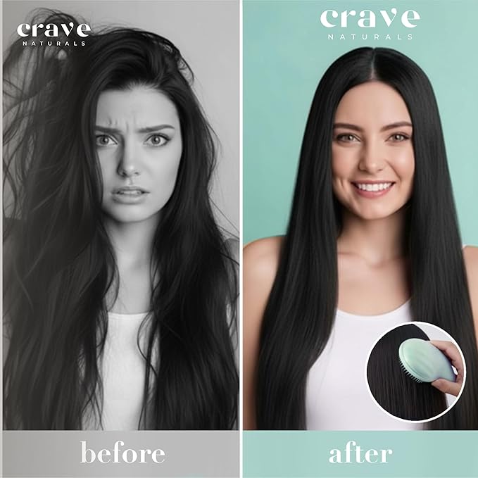 Crave Naturals Detangling Hair Brush Large Turquoise – Glide Thru Hair Detangler Brush for Women, Kids & Toddlers – Gentle Scalp Care, No-Pain Tangle-Free Hairbrush for All Hair Types
