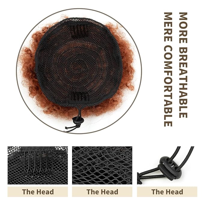 isheeny Small Human Hair Bun For Kids Age 2-5 Human Hair Bun Small Drawstring Ponytail For Little Girls, Curly Fake Hair Bun Natural, Soft, And Durable For Repeated Use (30#, Small 1pcs)