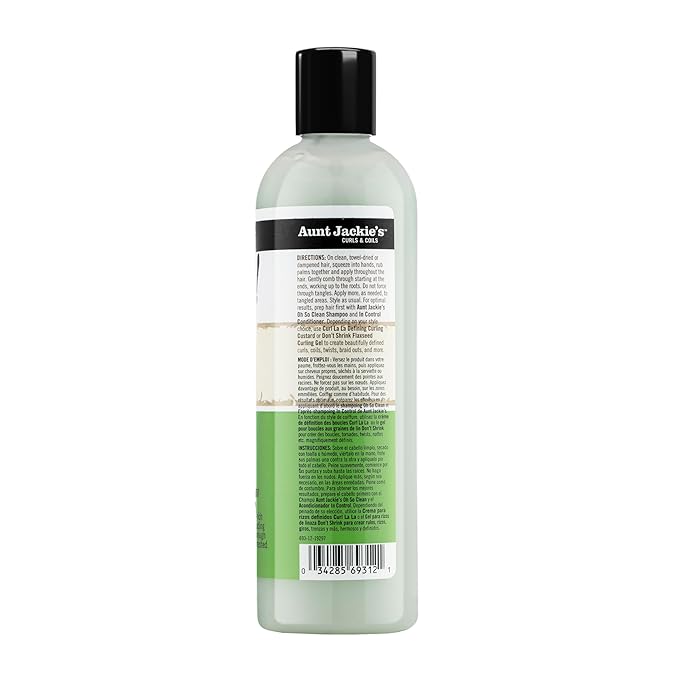 Aunt Jackie's Curls and Coils Quench Moisture Intensive Leave-In Hair Conditioner for Natural Curls, Coils and Waves, Enriched with Shea Butter, 12 oz