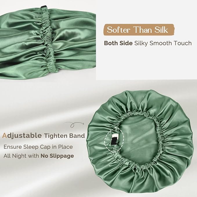 YANIBEST Silk Bonnet Satin Bonnet for Sleeping Women Men, Adjustable Double Layer Hair Bonnet for Curly Braids Reduce Frizz