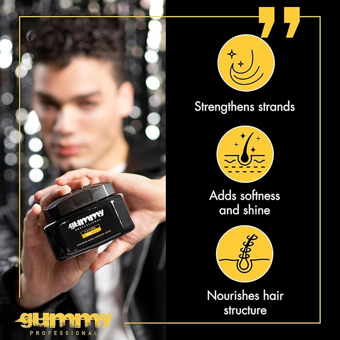 Gummy Professional Plus Hair Gel for Men and Women – Strong Hold Styling Gel for Slick Back Looks, Curls, Braids, Twists, and Edge Control – Clear Gel for Shine, Neat Styles, and Conditioning – 700 ml
