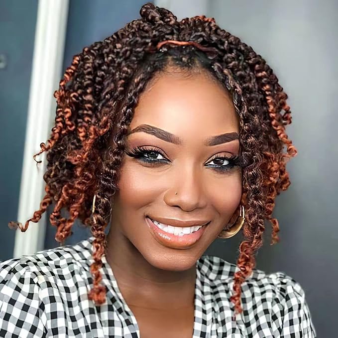 Passion Twist Hair For Kids - 8 Packs 6 Inch Passion Twist Crochet Hair For Women, Crochet Pretwisted Curly Hair Passion Twists Synthetic Braiding Hair Extensions(6 Inch 8 Packs, T350)