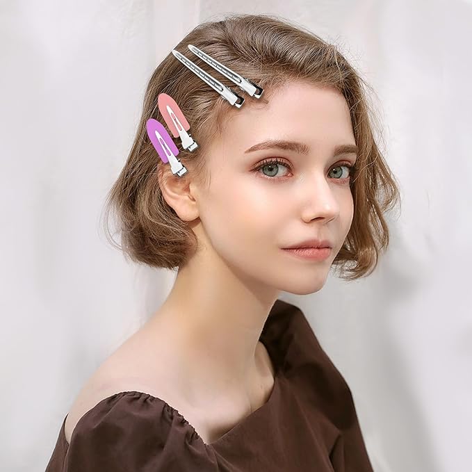 30PCS Metal Alligator Hair Clips, Duck Billed Salon Styling Clips with Holes, Heavy Duty Silver Hair Pins for Women, DIY Bows & Home Use (30 Mixed Sizes)