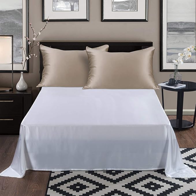 ALASKA BEAR Natural Silk Pillowcase, Hypoallergenic, 19 Momme, 600 Thread Count 100 Percent Mulberry Silk, Standard (1pc, Taupe Tan)