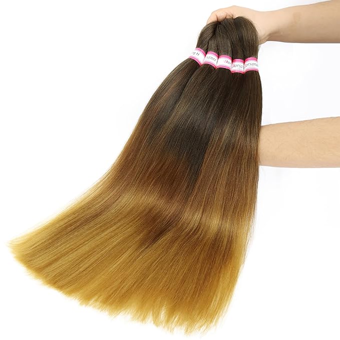 Dorsanee Braiding Hair Pre Stretched 26 Inch 8 Packs Black to Brown Ombre Braiding Hair Extensions for Crochet Box Braids Twists Locs Hair Soft Yaki Texture Hot Water Setting (26inch,#1B/30/27)