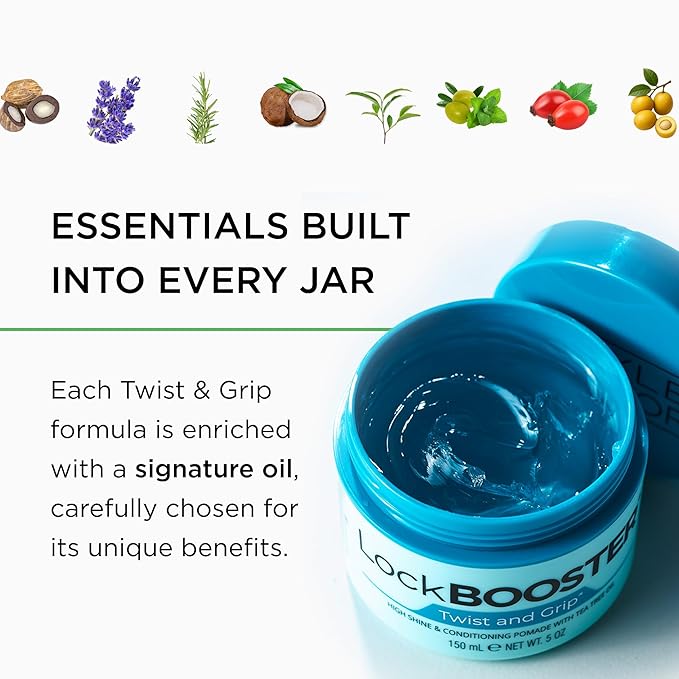 Style Factor Lock BOOSTER Twist & Grip Braid Gel (5 Oz.) with Rosemary Oil— Strong Hold, Flake-Free, Frizz-Free Hair Braiding Gel for Defined & Long-Lasting Twists, Locs & Braids