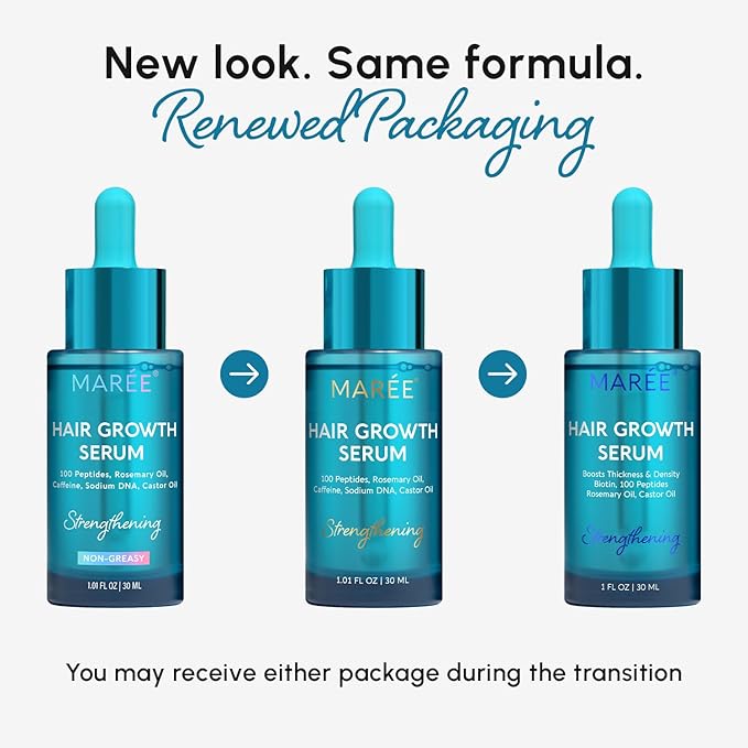 MAREE Hair Growth Serum - Caffeine Peptides Castor Rosemary Oil for Hair Growth - Products for Women & Men - Hair Oils for Hair Growth - Hair Regrowth Tonic - Scalp Serum - Suero Para El Cabello