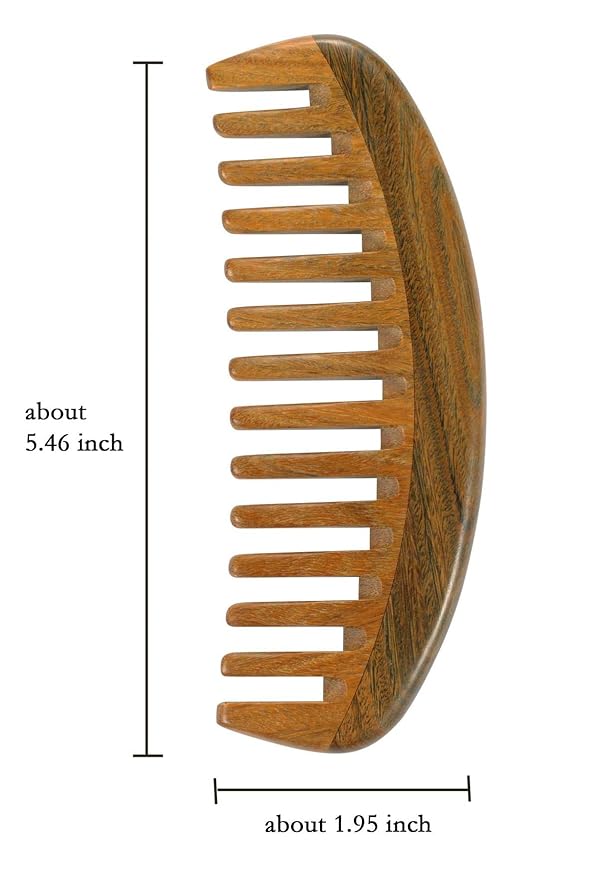 Louise Maelys 2pcs Sandalwood Wide Tooth Hair Combs Moon Shape Wooden Comb for Curly Hair