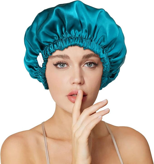 Silk Bonnet for Women 100% Mulberry Silk Sleep Cap 22 Momme Double Layer Hair Wrap for Curly Short Long Hair