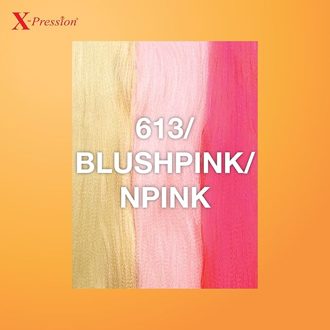 Sensationnel X-pression prestretched braiding hair - 3x braid 58 inch all kanekalon flame retardant synthetic braid for box braids and twists (1 pack, 613/BLUSHPINK/NPINK)