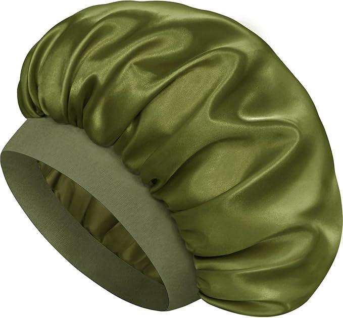 Satin Silk Bonnet for Sleeping, Double Layer Silk Sleep Cap for Men & Women, Soft Satin Lined Bonnet for Curly Hair