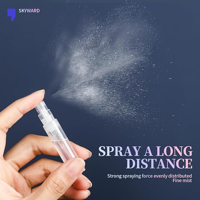 Fandamei 3ml Mini Spray Bottle, 10 Pack 3ml Mini Clear Plastic Spray Bottle Empty, Fine Mist Refillable Mini Perfume Bottle, Perfume Atomizer, Small Empty Sample Containers for Travel Portable