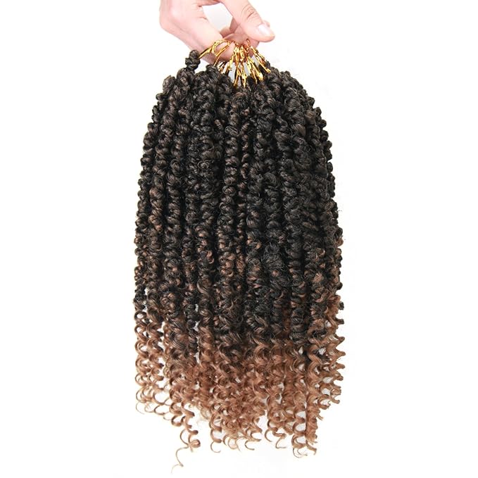 14 Inch 8 Packs/lot Passion Twist Crochet Hair Short Pre Looped Passion Twist Crochet Braids Bohemian Spring Twist Crochet Braiding Hair Curly End Wave Senegalese Twist Hair Extension For Women
