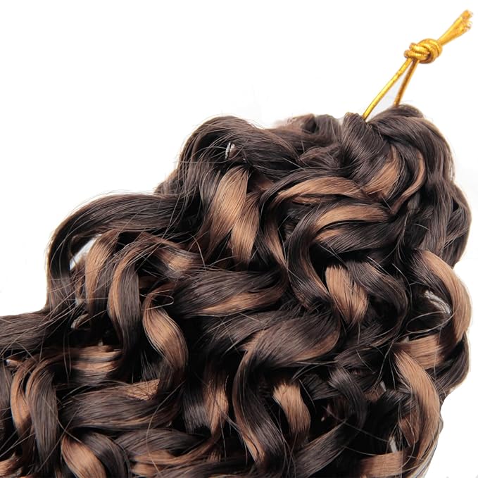 YXCHERISHAIR Curly Crochet Hair GoGo Curl Crochet hair for Women 8Packs Deep Wave Braiding hair,Synthetic Bohemian Crochet Braid Water Wave Crochet hair Extensions(P4/27, 18Inch)