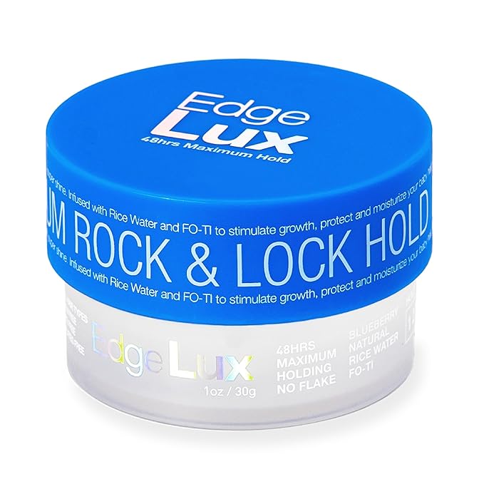 Edge Lux Blueberry Edge Control Gel with Castor Oil, Keratin, Biotin, and Olive Oil - 48 Hour Maximum Hold, Non-Flaking, Non-Greasy, Scented, Conditioning Styling Gel for All Hair Types, 1 Ounce