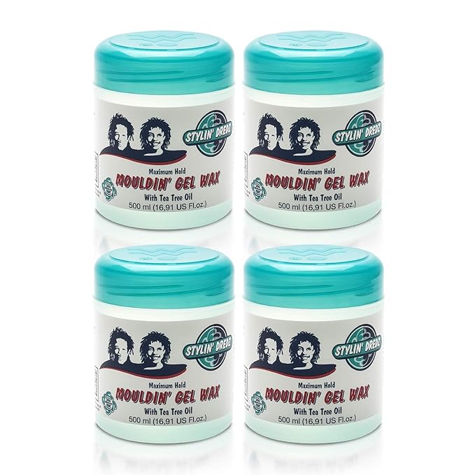 Stylin Dredz Mouldin' Gel Wax with Tea Tree Oil - Twist n Lock - Maximum hold (500 ml, Pack of 4)