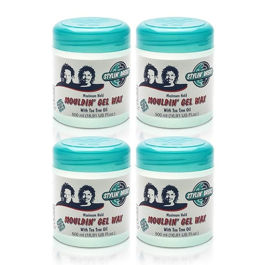 Stylin Dredz Mouldin' Gel Wax with Tea Tree Oil - Twist n Lock - Maximum hold (500 ml, Pack of 4)