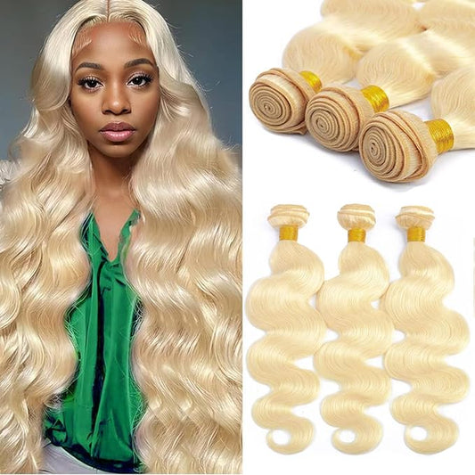 ROYAL IMPRESSION 613 Bundles Human Hair 16" 18" 20" 300 12A Grade 613 Blonde Body Wave Human Hair 3 Bundles 100% Unprocessed Virgin Brazilian Human Hair Weave Bundles