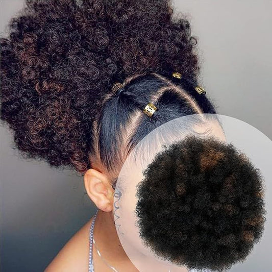 GLAM21USA Afro Puff Drawstring Ponytail Retro Kinky Curly Ponytail Wig Clip in Bun Hair Piece for Black Women Synthetic Hair Extension (LARGE, FS1B/30)