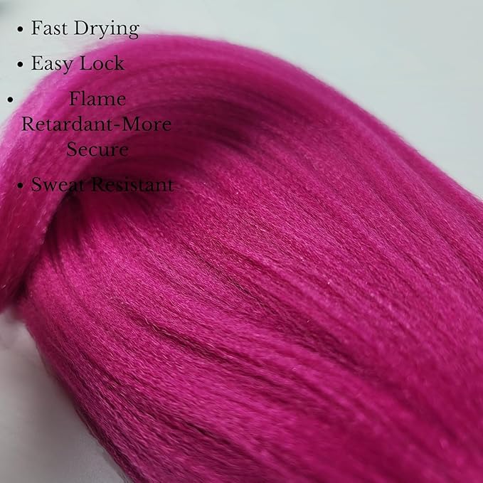 Kids Braiding Hair Pre stretched 16 inches Magenta Pink Yaki ez Braid Braiding Hair for Kids Knotless Braids