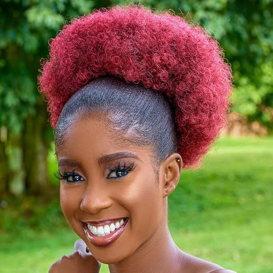 Afro Puff Drawstring Ponytail with Bangs ponytail extension for black women Short Curly Clip in Wrap Updo Hairpiece(TBUG) (No bangs, TBUG#)