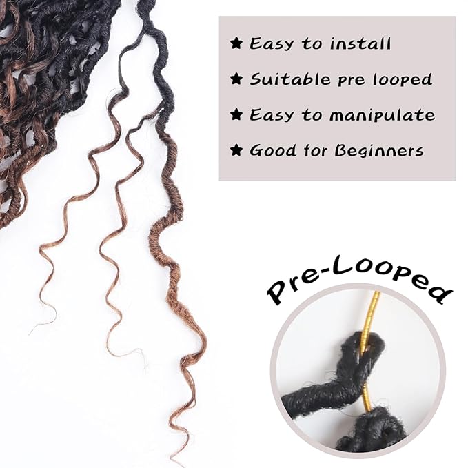 Goddess Locs Crochet Hair 12 Inch 9 Packs Synthetic Faux Locs Crochet Hair for Black Women, River Locs Hair Extensions Style Pre looped Crochet with Curly Ends