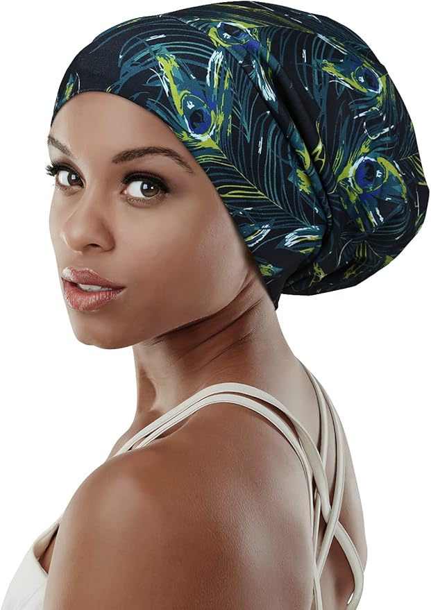 Adjustable Satin Lined Sleep Cap for Dreadlocks Curly Hair Large Head-Stay On Overnight
