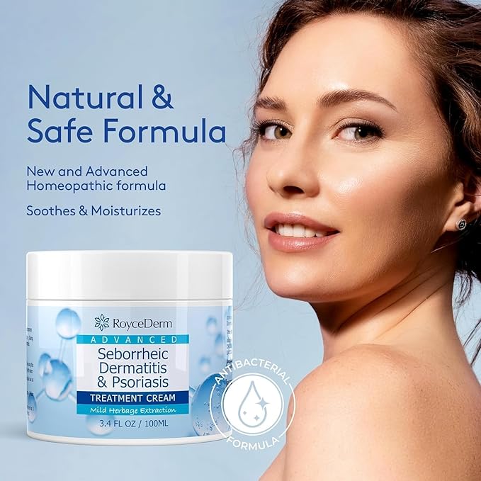 Roycederm Seborrheic Dermatitis Cream, Scalp Treatment for Psoriasis, Folliculitis, Dry Scalp, Dandruff, Anti-Itch Cream for Soothing Relief - 2 Pack