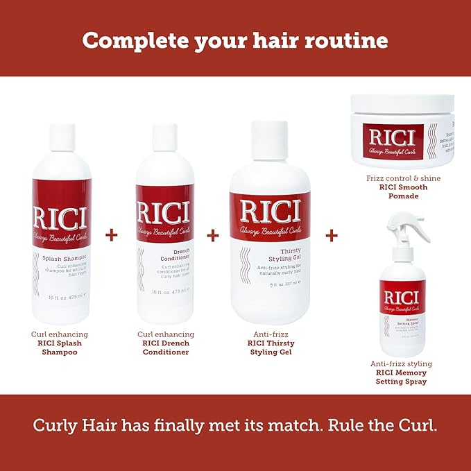 RICI Thirsty Styling Gel for Curly Hair | Naturally Formulated to Prevent Frizz for All Types of Curly Hair | Patented Formula Made in the USA (16 oz)