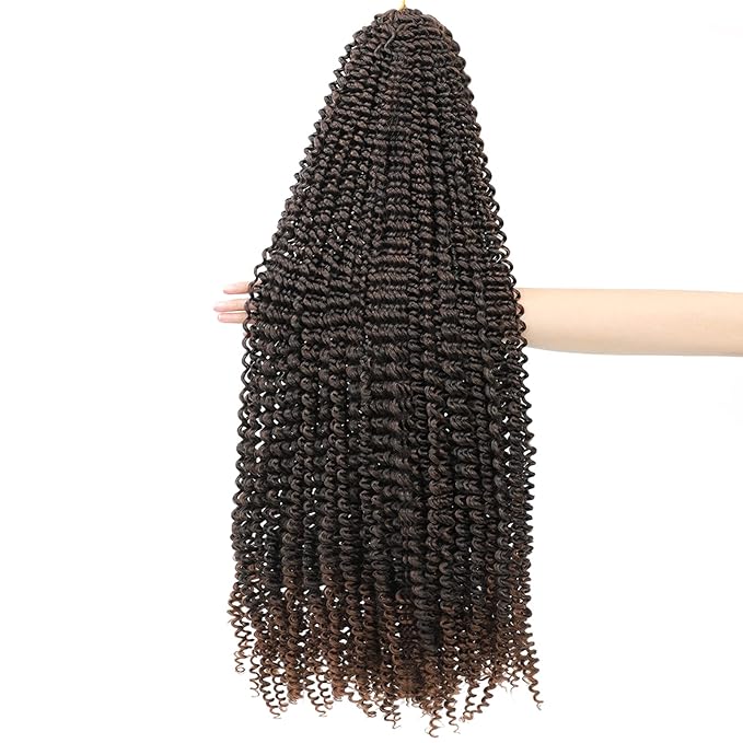 Passion Twist Crochet Hair Brown 30 Inch 8 Packs Long Passion Twist Hair Water Wave Braiding Hair Curly Spring Twist Hair Synthetic Hair Extension (30 Inch (Pack of 8), T30)