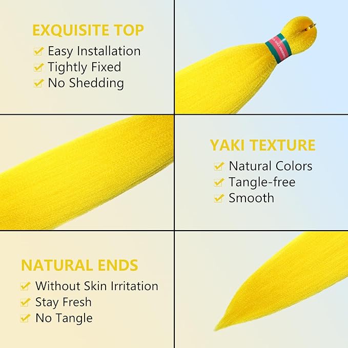 Yellow Pre stretched Braiding Hair 2 Packs Pre feathered Braid Hair Extensions 30 Inches Hair Braids