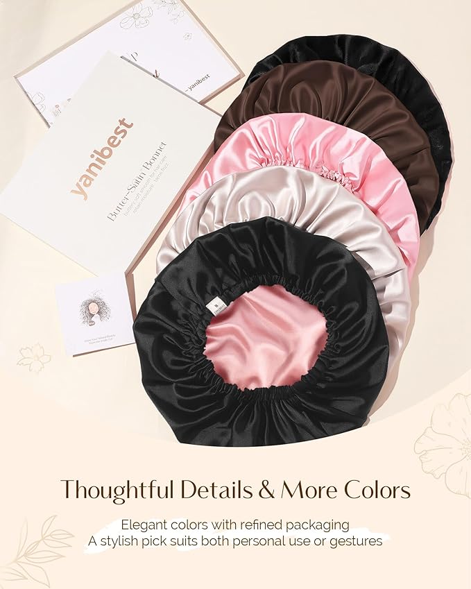 YANIBEST Silk Bonnet Satin Bonnet for Sleeping Women Men, Adjustable Double Layer Hair Bonnet for Curly Braids Reduce Frizz
