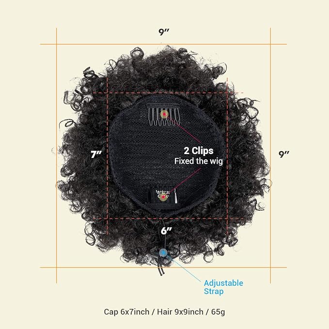 GLAM21USA Afro Puff Drawstring Ponytail Retro Kinky Curly Ponytail Wig Clip in Bun Hair Piece for Black Women Synthetic Hair Extension (SMALL, 1B (Off Black))