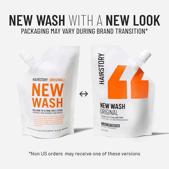 Hairstory New Wash Original Refill, Cleansing Cream for All Hair Types, Detergent Free Shampoo & Conditioner Alternative, Promotes Scalp Health, 20oz