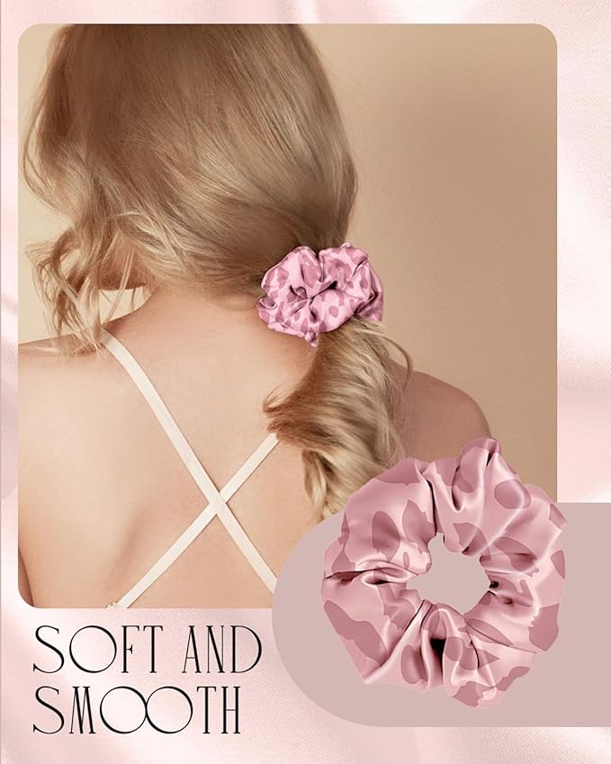 Mulberry Silk Pillow Case for Hair and Skin 19 Momme Standard 26"x20" Leopard Print Silk Pillowcase with Eye Mask & Scrunchie Soft Silk Pillowcase Sleeping for Moms, Women