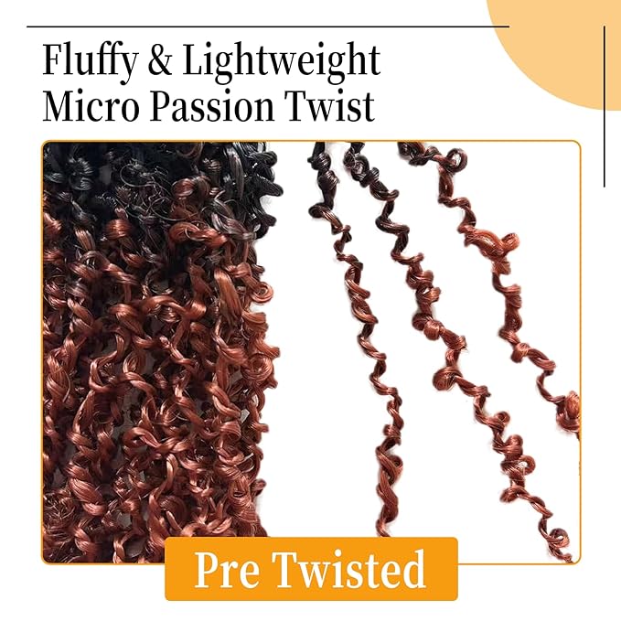 8 Inch Pre-Looped Yanky Twist Crochet Hair, 30 Strands/Pc, Mini Passion Twists, Senegalese Braiding Hair (OT350, 8 Pcs/Pack)