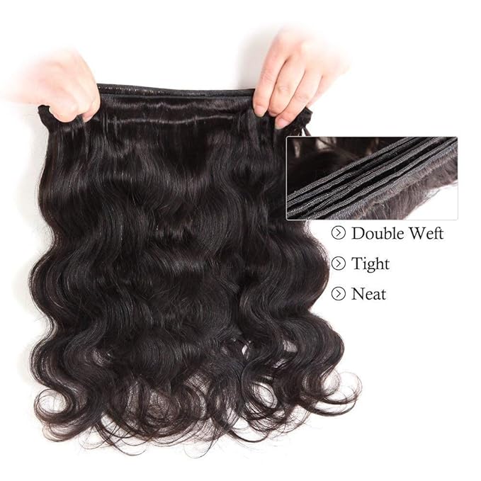 Wingirl Body Wave Human Hair 3 Bundles Double Weft 10A Brazilian Hair Bundles 12 14 16Inch
