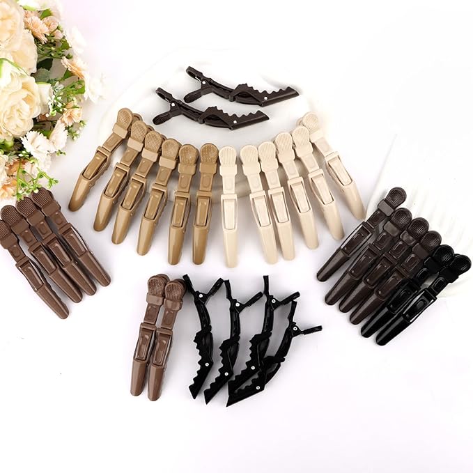 30 Pack Alligator Hair Clips for Styling, Sectioning Crocodile hair Clips Professional Barber Accessories for Salon of Thick Curly Volume Hair (Neutral)
