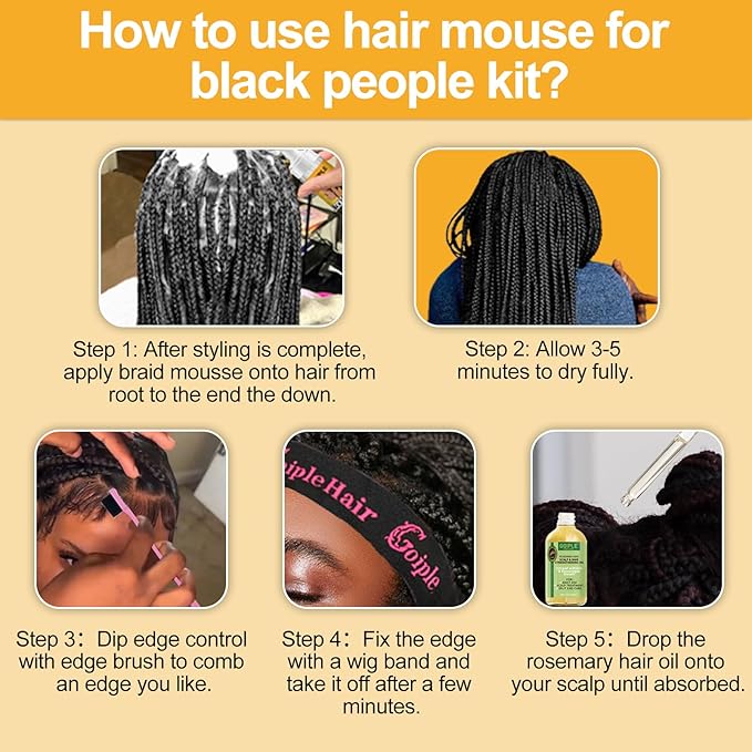 Goiple Edge Control Wax for Women - Strong Hold, Non-Greasy Smoother, Styling Wax for Black Hair - No Flaking, Rosemary Oil for Growth, Braiding Gel, Braid Mousse, Shine